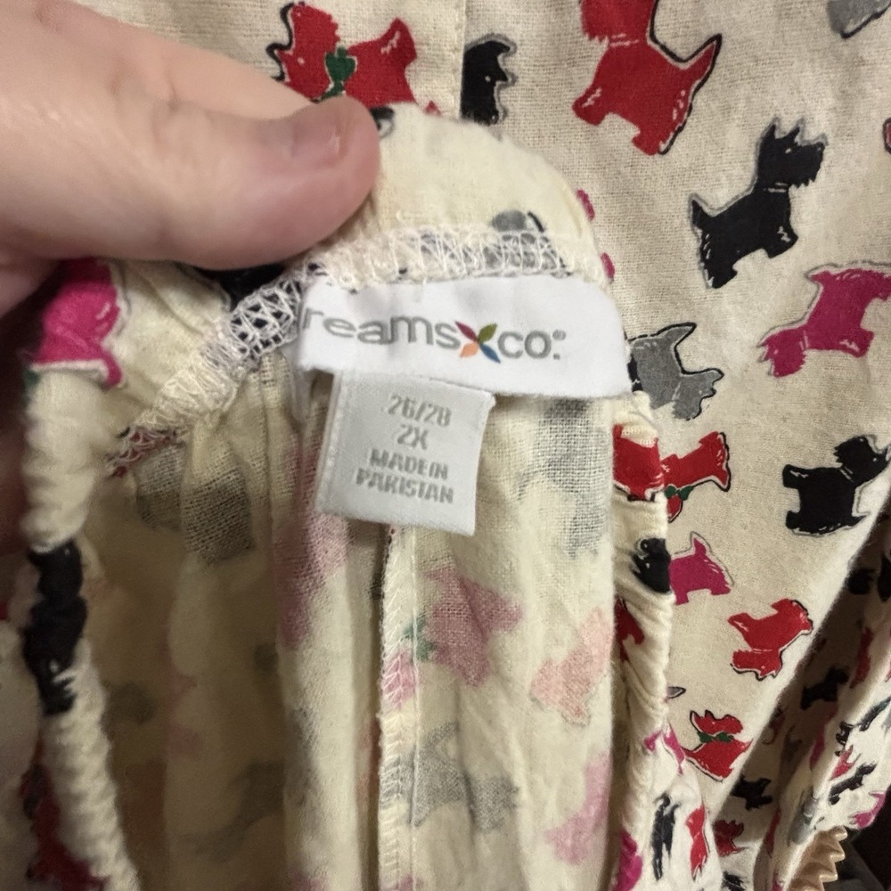 Dreams Co Women's Flannel Pajama Set Size 26/28 Scottie Dog Print Long‎ Sleeve - Picture 5 of 6